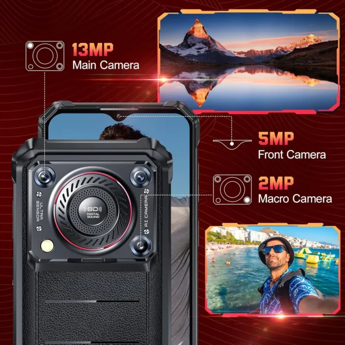 OUKITEL WP36 Pro Rugged Phone Unlocked- 24GB+256GB Cell Phone, 10600mAh Battery, 6.52" Display Smartphone, 13MP Camera, 128dB Loud Speaker, 4G Dual SIM Android 14 Phones, IP68/69K/NFC/OTG/GPS/T-Mobile - Image 8