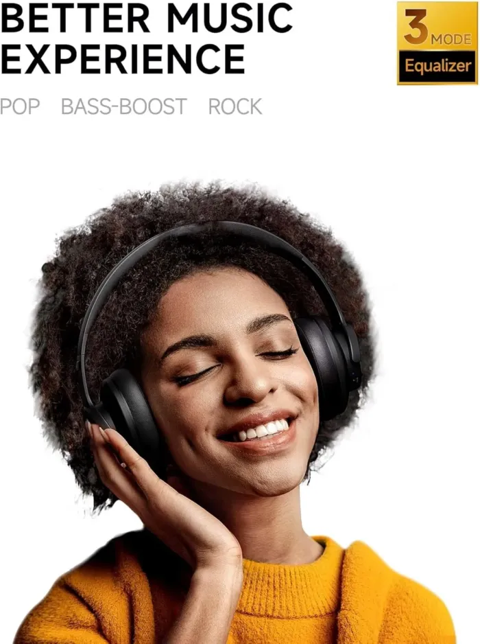 Picun B8 Bluetooth Headphones, 120H Playtime Headphone Wireless Bluetooth with 3 EQ Modes, Low Latency, Hands-Free Calls, Over Ear Headphones for Travel Home Office Cellphone PC Black - Image 3