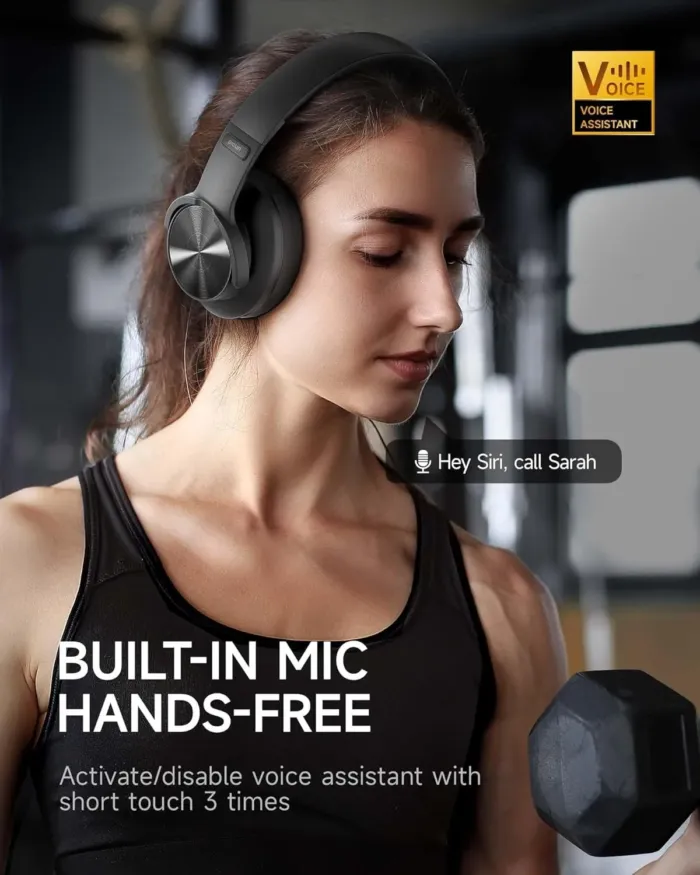 Picun B8 Bluetooth Headphones, 120H Playtime Headphone Wireless Bluetooth with 3 EQ Modes, Low Latency, Hands-Free Calls, Over Ear Headphones for Travel Home Office Cellphone PC Black - Image 5