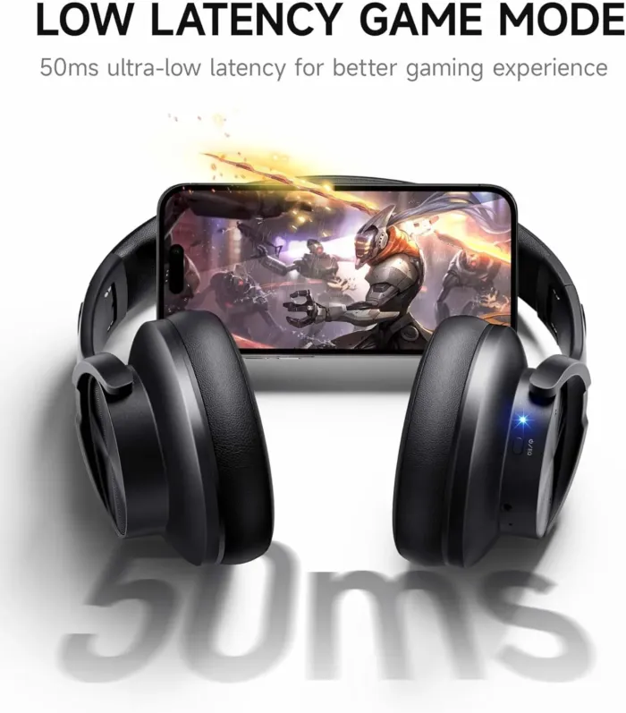 Picun B8 Bluetooth Headphones, 120H Playtime Headphone Wireless Bluetooth with 3 EQ Modes, Low Latency, Hands-Free Calls, Over Ear Headphones for Travel Home Office Cellphone PC Black - Image 9