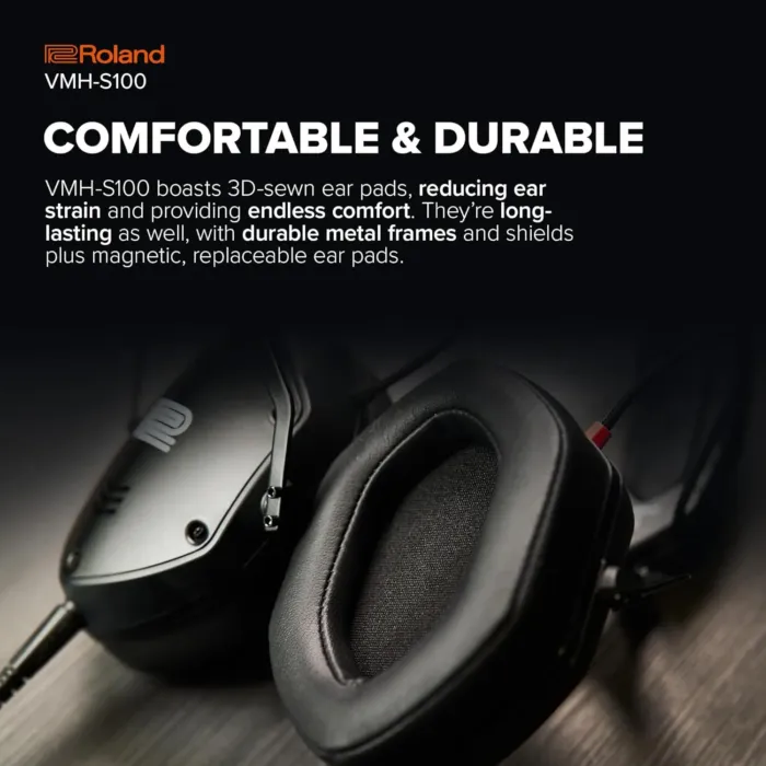 Roland VMH-S100 | Hi-Res Over-Ear Music Production Headphones | Wide Frequency Response | Incredible Sound Isolation | 50mm Driver Unit | Comfortable & Durable - Image 6