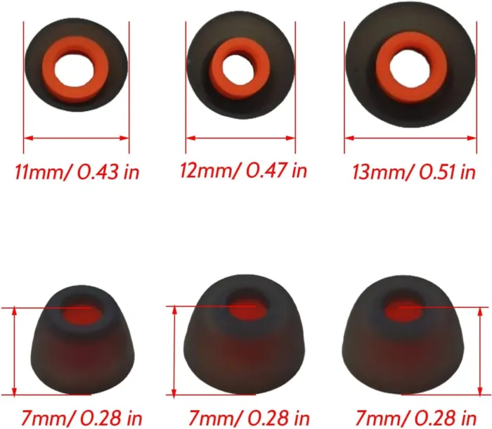 6 Pairs Premium Ear Tips for JBL Tune TWS Earbuds in Ear Tips, Soft Silicone Washable Noise Reducing Secure fit for June 230NC TWS/Tune 125TWS /Tune 130NC TWS Free X, Fit in Case, Buds Tips Black - Image 3