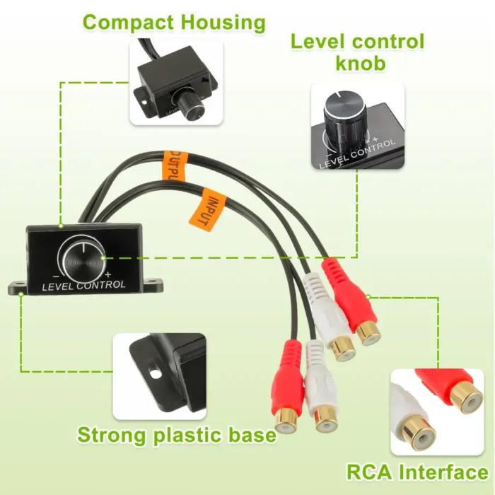 Universal Car RCA Amplifier Level Controller Car RCA Audio Bass Control Knob Sub Amp Volume Control Cable for Car Motorcycle Speakers Home Theater - Image 3