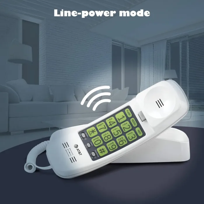 AT&T TRIMLINE 213 Corded Home Phone with Extra Big Buttons & Visual Ringer. No AC Power Required, Improved Easy-Wall-Mount, Lighted Keypad, 10 Speed Dial Keys, Volume Control, Senior Friendly. White - Image 6