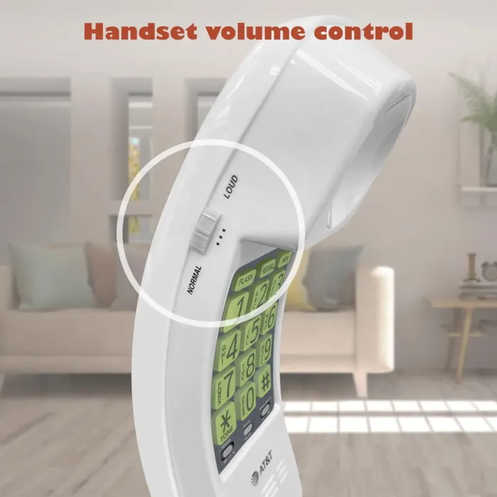 AT&T TRIMLINE 213 Corded Home Phone with Extra Big Buttons & Visual Ringer. No AC Power Required, Improved Easy-Wall-Mount, Lighted Keypad, 10 Speed Dial Keys, Volume Control, Senior Friendly. White - Image 7