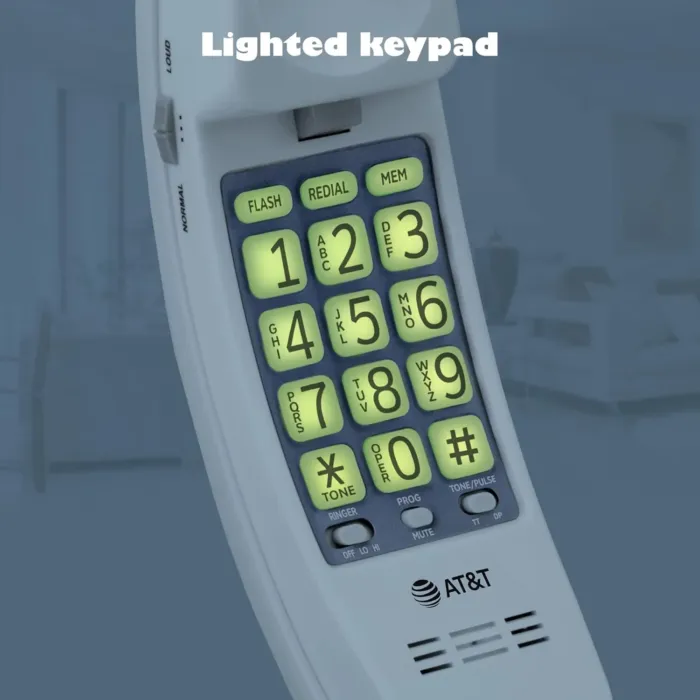 AT&T TRIMLINE 213 Corded Home Phone with Extra Big Buttons & Visual Ringer. No AC Power Required, Improved Easy-Wall-Mount, Lighted Keypad, 10 Speed Dial Keys, Volume Control, Senior Friendly. White - Image 10