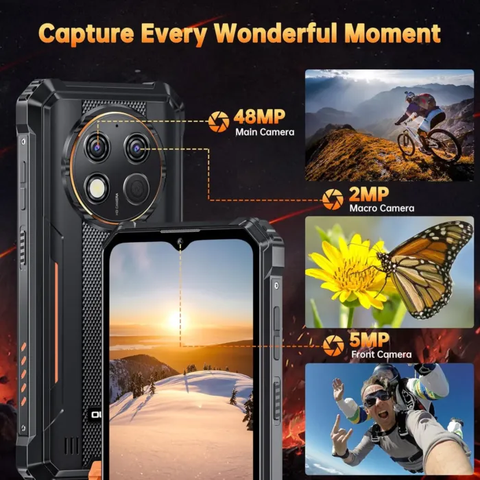 OUKITEL G1 Rugged Smartphone Unlocked - 24+256GB/1TB Android 14 Rugged Cellphones, 6.52” HD Display IP68/IP69K 10600mAh Battery 48MP Rear Camera Waterproof Phone, Fingerprint/Dual Sim/NFC 2025 - Image 8