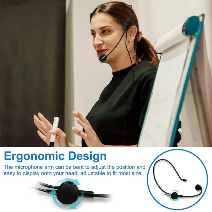 Hands Free Microphone Headset Mic,Flexible Wired Boom for Voice Amplifier, 3.5mm Connector Jack Headset Microphone for Singing,Speaking,Teachers,Coaches,Presentations, Seniors and More - Image 3