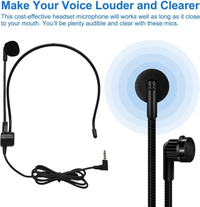 Hands Free Microphone Headset Mic,Flexible Wired Boom for Voice Amplifier, 3.5mm Connector Jack Headset Microphone for Singing,Speaking,Teachers,Coaches,Presentations, Seniors and More - Image 6