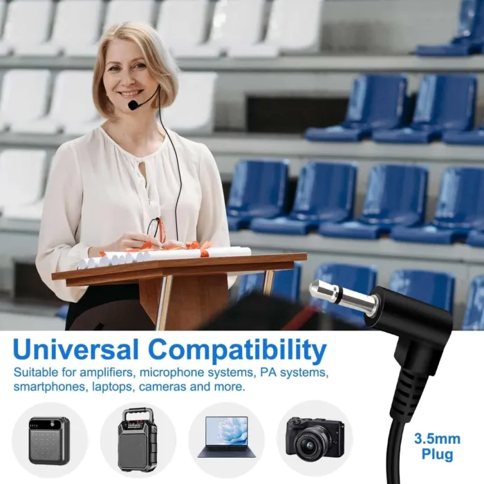 Hands Free Microphone Headset Mic,Flexible Wired Boom for Voice Amplifier, 3.5mm Connector Jack Headset Microphone for Singing,Speaking,Teachers,Coaches,Presentations, Seniors and More - Image 7