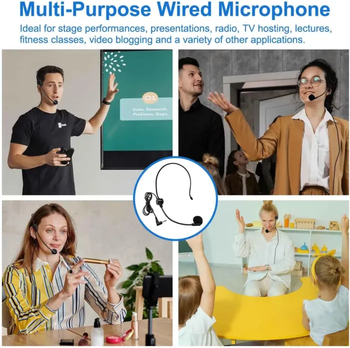 Hands Free Microphone Headset Mic,Flexible Wired Boom for Voice Amplifier, 3.5mm Connector Jack Headset Microphone for Singing,Speaking,Teachers,Coaches,Presentations, Seniors and More - Image 8