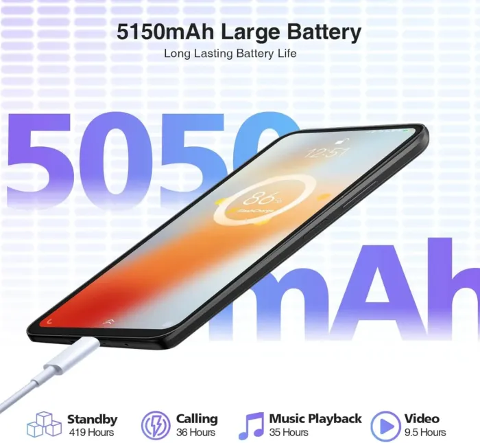 DOOGEE N55 Unlocked Cell Phone(2025), 9GB RAM+128GB ROM/1TB Android Phone, 90Hz+6.56" HD Android 14 Phone, 5150mAh, Octa Core, 13MP+8MP, 4G Dual SIM,Face Unlock,Widevine L1,OTG, T-Mobile(Natural) - Image 6