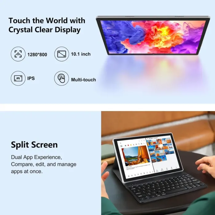 Tablet, Android 14 Tablets 10 Inch, 12GB RAM 128GB ROM, 1TB Expandable, Octa-Core Tablet with Keyboard, Mouse, Stylus, 1280 * 800 IPS, 6000mAh Battery, WiFi 6,BT 5.4, Dual Camera - Image 4