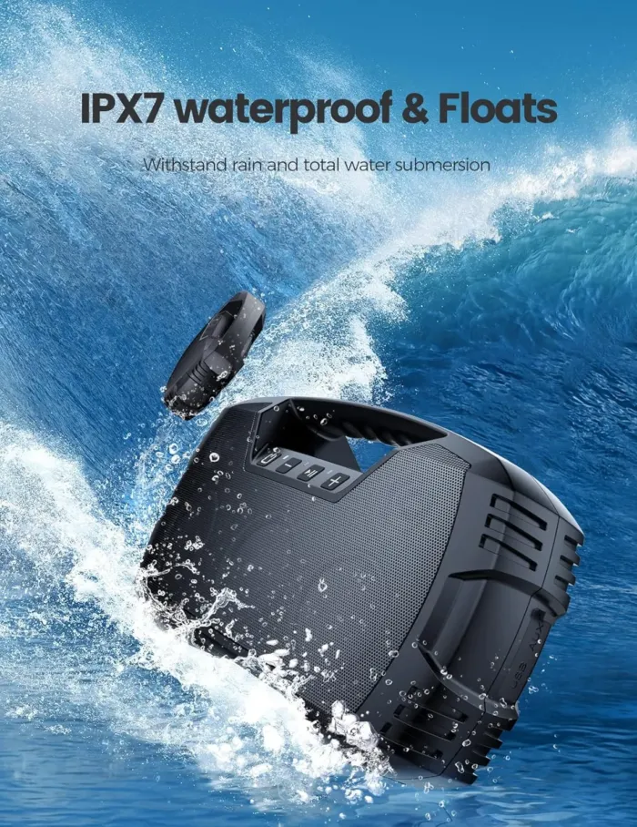 IPX7 Waterproof Bluetooth Speaker, 40W(60 Peak) Portable Wireless Speakers with Subwoofer, 32H Playtime, Stereo Loud Sound, Deep Bass, Bluetooth 5.0 with Handle for Pool, Beach, Outdoor, Gifts - Image 4