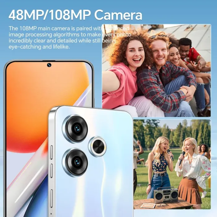 Unlocked Phones S19, Android 14 Mobile Phone, 12GB+512GB Smartphone, 5G Dual SIM, 48MP+108MP Camera Cell Phone, 6.8'' Screen, 6800mAh Battery, Face ID, Gold - Image 3
