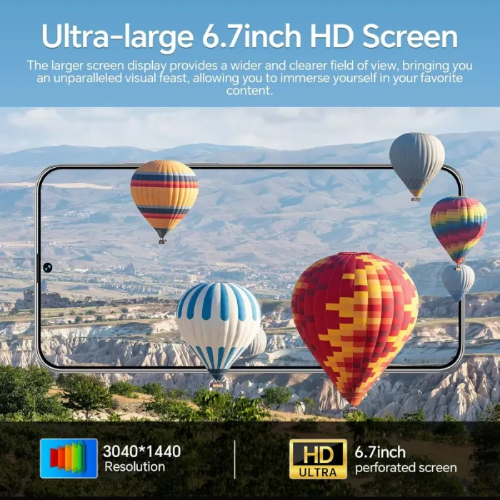 Unlocked Phones S19, Android 14 Mobile Phone, 12GB+512GB Smartphone, 5G Dual SIM, 48MP+108MP Camera Cell Phone, 6.8'' Screen, 6800mAh Battery, Face ID, Gold - Image 4