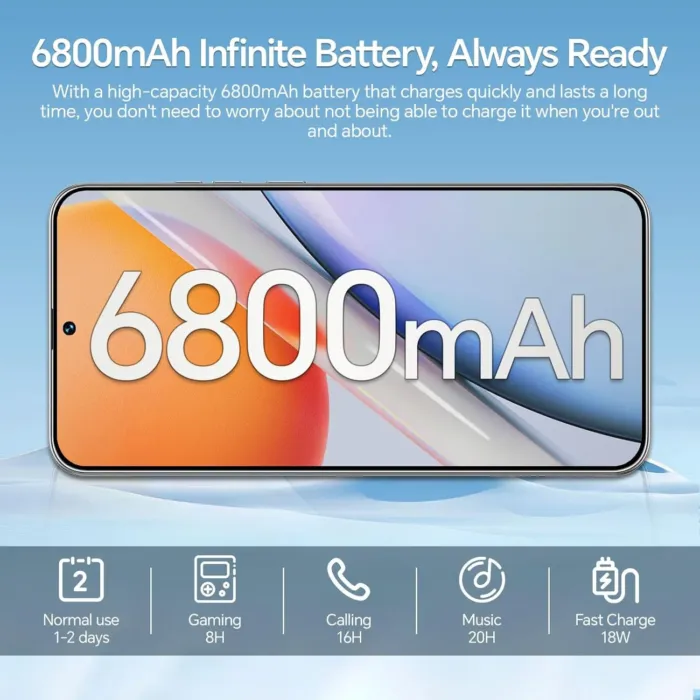 Unlocked Phones S19, Android 14 Mobile Phone, 12GB+512GB Smartphone, 5G Dual SIM, 48MP+108MP Camera Cell Phone, 6.8'' Screen, 6800mAh Battery, Face ID, Gold - Image 6