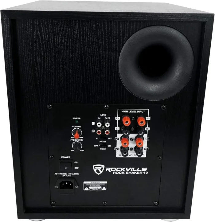 Rockville Rock Shaker 10 Black, 10" Powered Subwoofer, 600W, Deep Bass, Class-D Amp, RCA Inputs, Perfect for Home Theater & Studio - Image 6
