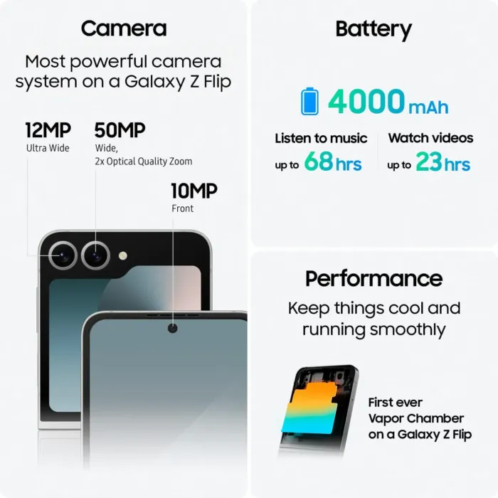 SAMSUNG Galaxy Z Flip 6 AI Cell Phone, 256GB Unlocked Android Smartphone, FlexCam, Photo Assist, Camcorder Mode, Live Interpreter, Foldable Design, 2024, US 1 Yr Manufacturer Warranty, Yellow - Image 7