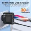65W Super Fast Charge Wall Charger Adapter 5 USB Port + Type C Charger wholesale