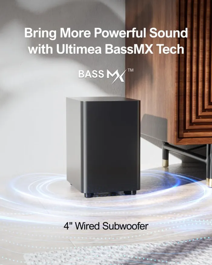 ULTIMEA 5.1ch Sound Bar for Smart TV, Virtual Surround Sound System for TV, App Control, Home Theater Sound System, TV Soundbar with Subwoofer, 2 Surround Speakers, Peak Power 250W, Opt/AUX, Aura A30 - Image 10