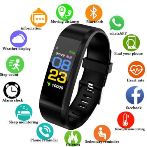 Fitness Smart Watch Activity Tracker Heart Rate For Women Men Oxygen BP Monitor