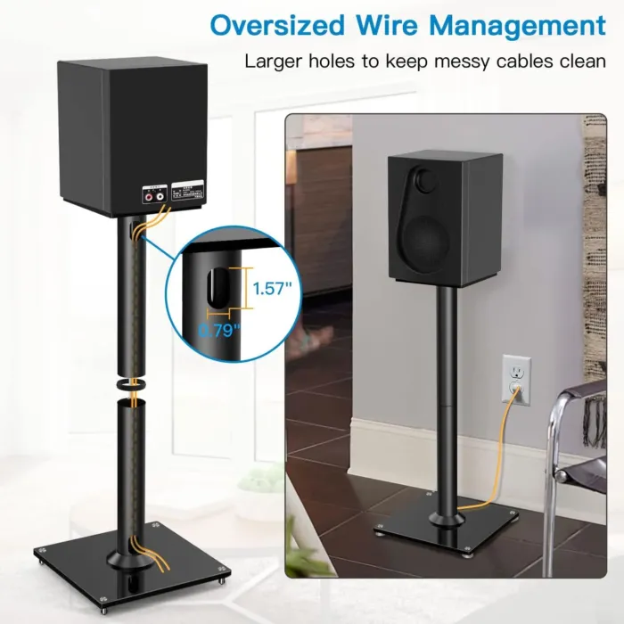 PERLESMITH Universal Floor Speaker Stands 26 Inch for Surround Sound, Klipsch, Sony, Edifier, Yamaha, Polk & Other Bookshelf Speakers Weight up to 22lbs - 1 Pair - Image 4