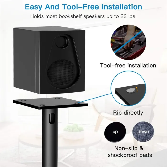 PERLESMITH Universal Floor Speaker Stands 26 Inch for Surround Sound, Klipsch, Sony, Edifier, Yamaha, Polk & Other Bookshelf Speakers Weight up to 22lbs - 1 Pair - Image 5