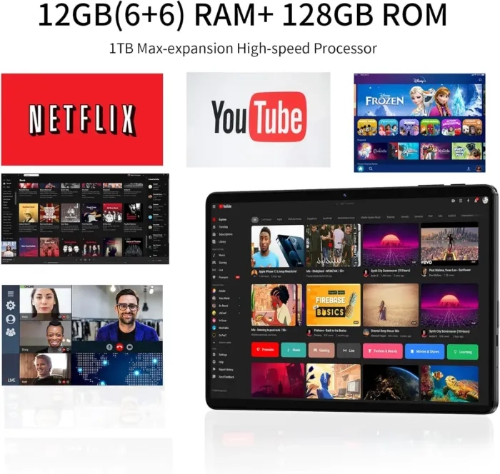2025 Android 15 Tablet 11inch, 12GB+128GB+512GB, Support Face Unlock,18W Fast Charging with 8000mAh Large Battery,Dual WiFi6, Dual Camera,Octa-Core CPU, Bluetooth,HD Touchscreen Display - Image 3