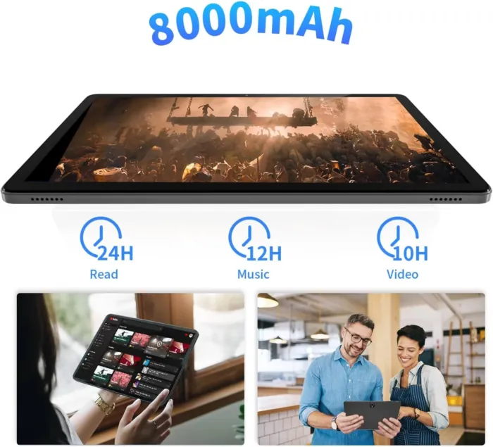2025 Android 15 Tablet 11inch, 12GB+128GB+512GB, Support Face Unlock,18W Fast Charging with 8000mAh Large Battery,Dual WiFi6, Dual Camera,Octa-Core CPU, Bluetooth,HD Touchscreen Display - Image 7