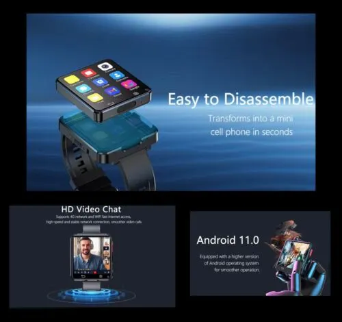 4G 3+32GB SMART WATCH 2.64" HD Screen,5MP +5MP Dual cameras SIM GPS Android 11.0