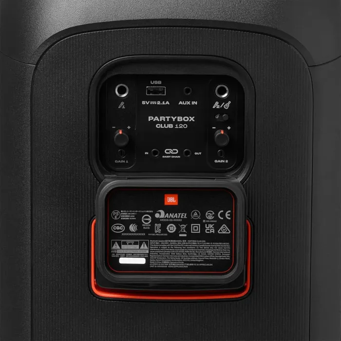 JBL PartyBox Club 120 - Portable Party Speaker with Foldable Handle, Powerful JBL Pro Sound, Futuristic lightshow, Up to 12 Hours of Play time, Splash Proof, Dual Mic & Guitar Inputs (Black) - Image 3