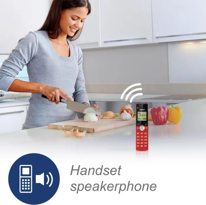 VTech Cordless Phone for Home with Caller ID/Call Waiting, CS6919-16 Landline Phones, Illuminated Keypad, Full Duplex Speakerphone, Wall Mount, Red - Image 6