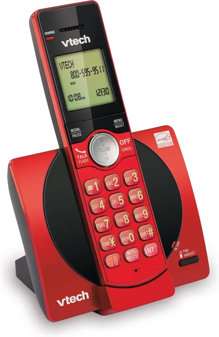 VTech Cordless Phone for Home with Caller ID/Call Waiting, CS6919-16 Landline Phones, Illuminated Keypad, Full Duplex Speakerphone, Wall Mount, Red - Image 9