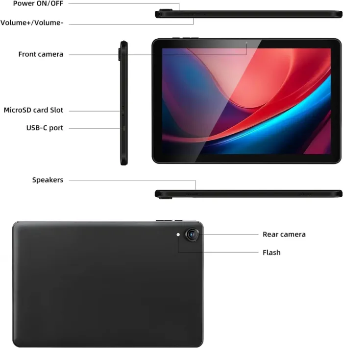 Android Tablet 10 Inch - Android 14 Octa Core 1.8GHz, Tablet with OTG Transmission and Wi-Fi 6G 10(4+6) GB + 128GB 6000mAh, 8+5MP Dual Camera,Bluetooth 5.3, Latest Tablets with Widevin L1 - Image 9