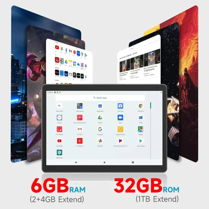 10 inch Android 14 Tablet, 6GB RAM 32GB ROM Powerful Quad-core CPU, 1280*800 Resolution Screen Tablet PC, 8MP Camera, 6000mAh Battery Computer, 2 in 1 Tablets with Keyboard, Case, Mouse, Stylus Laptop - Image 4