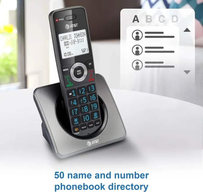 AT&T GL2101-2 DECT 6.0 2-Handset Cordless Home Phone with Call Block, Caller ID, Full-Duplex Handset Speakerphone, 2" White Backlit Display, Lighted Keypad (Graphite & Black) - Image 4