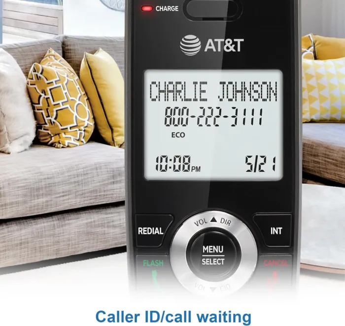 AT&T GL2101-2 DECT 6.0 2-Handset Cordless Home Phone with Call Block, Caller ID, Full-Duplex Handset Speakerphone, 2" White Backlit Display, Lighted Keypad (Graphite & Black) - Image 5