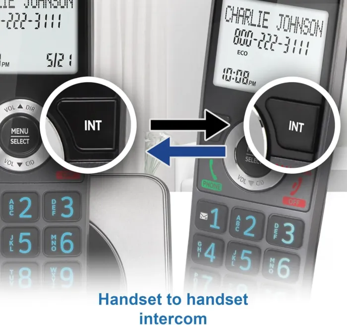 AT&T GL2101-2 DECT 6.0 2-Handset Cordless Home Phone with Call Block, Caller ID, Full-Duplex Handset Speakerphone, 2" White Backlit Display, Lighted Keypad (Graphite & Black) - Image 8