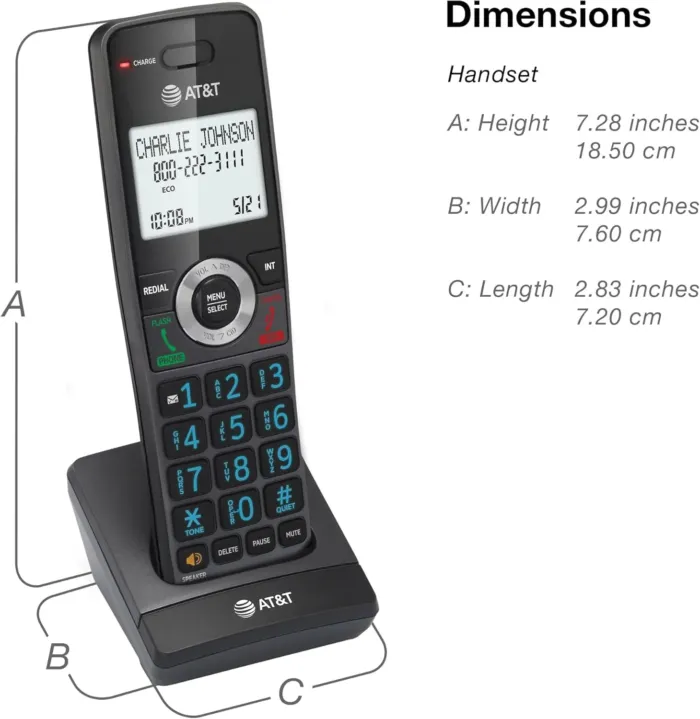 AT&T GL2101-2 DECT 6.0 2-Handset Cordless Home Phone with Call Block, Caller ID, Full-Duplex Handset Speakerphone, 2" White Backlit Display, Lighted Keypad (Graphite & Black) - Image 12