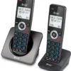 AT&T GL2101-2 DECT 6.0 2-Handset Cordless Home Phone with Call Block, Caller ID, Full-Duplex Handset Speakerphone, 2" White Backlit Display, Lighted Keypad (Graphite & Black)