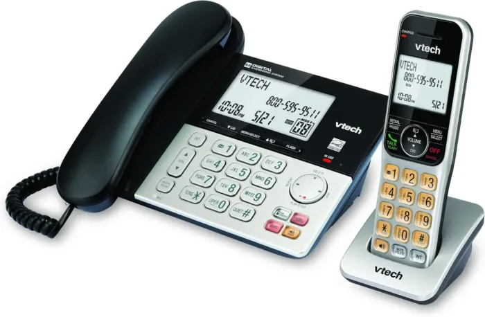 VTech VG208 DECT 6.0 Corded/Cordless Phone for Home with Answering Machine, Call Blocking, Caller ID, Large Backlit Display, Duplex Speakerphone, Intercom, Line-Power(Silver/Black) - Image 11
