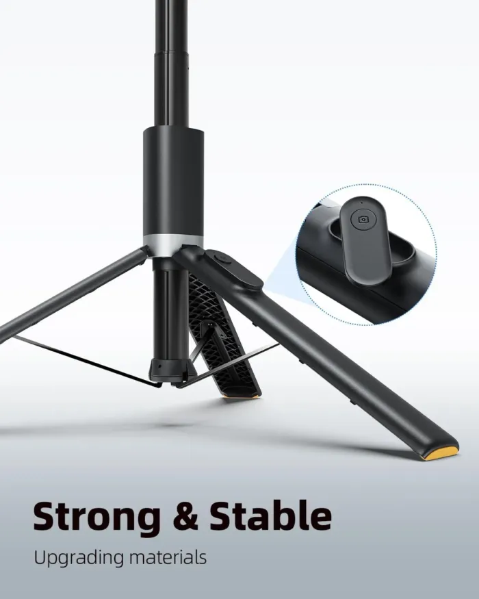 TODI 63" Cell Phone Selfie Stick Tripod, Portable Tripod for iPhone with Wireless Remote, Extendable Smartphone Stand, All-in-1, Compatible with iPhone/Android - Image 3