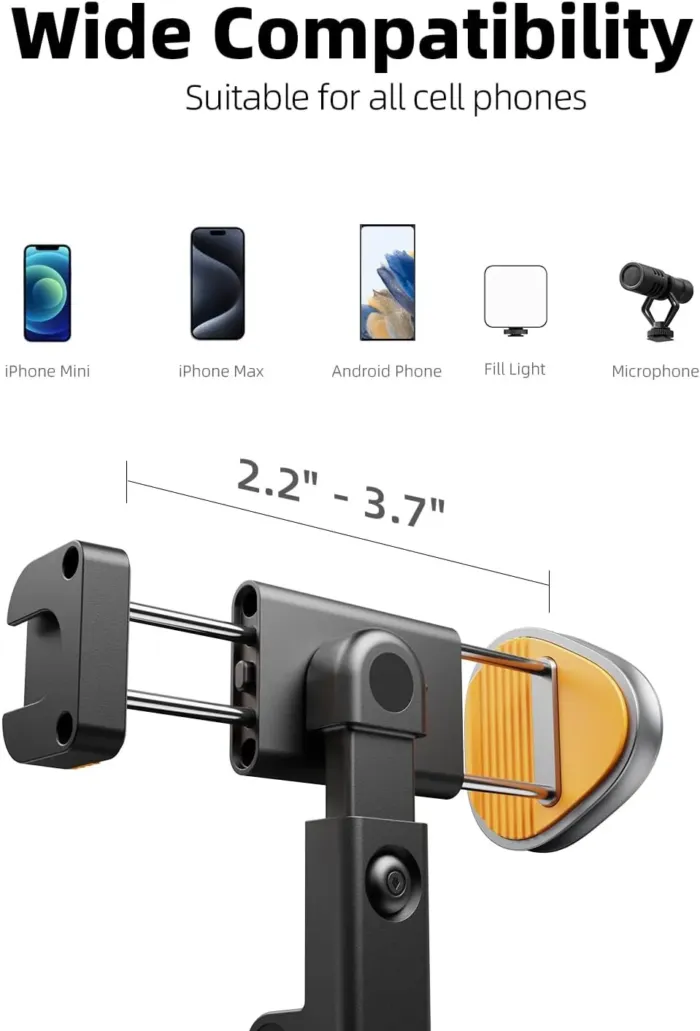 TODI 63" Cell Phone Selfie Stick Tripod, Portable Tripod for iPhone with Wireless Remote, Extendable Smartphone Stand, All-in-1, Compatible with iPhone/Android - Image 5
