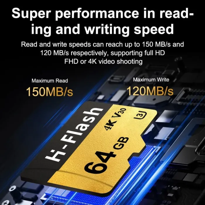 64GB SD Card 2 Pack Adapter, 128GB Memory Card High Speed Up to 150MB/s, A1 V30 U3 4K C10 TF Card for Tablet/Mobile Phone/Camera/Car Audio/Game Console - Image 6