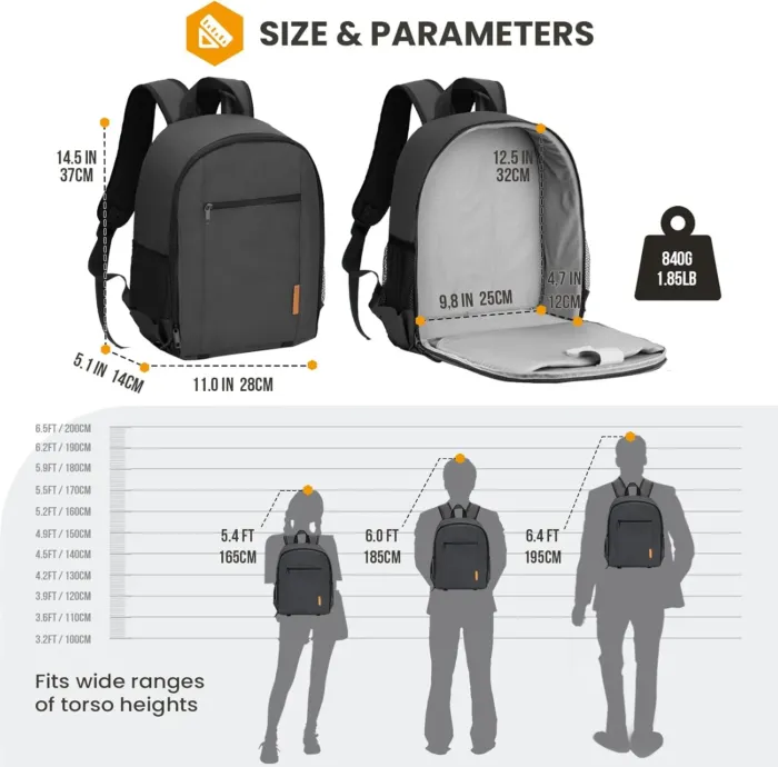 TARION Camera Backpack Bag Small - Professional DSLR Camera Bag with Waterproof Rain Cover Laptop Compartment Photograhy Backpack Case Black TB-S - Image 5