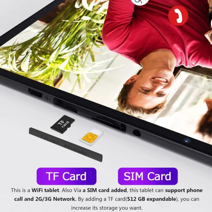 PRITOM 10'' Tablet Android 13 Phone Tablet with SIM Slot, 64GB Quad Core, IPS Touchscreen, 8MP Rear Camera WiFi GPS Bluetooth USB C, Support 3G Phone Call, Black - Image 4