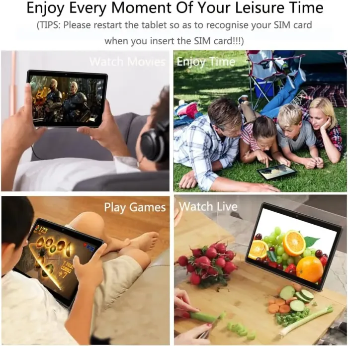 PRITOM 10'' Tablet Android 13 Phone Tablet with SIM Slot, 64GB Quad Core, IPS Touchscreen, 8MP Rear Camera WiFi GPS Bluetooth USB C, Support 3G Phone Call, Black - Image 7