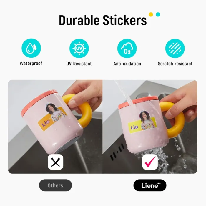 Liene Sticker Paper & Cartridge (Enhanced Adhesion Version) - 2 Ink Cartridge Refills & 72 Sheets 4x7" Photo Paper, Dye Sublimation Waterproof, Compatible with Liene PixCut S1 - Image 6