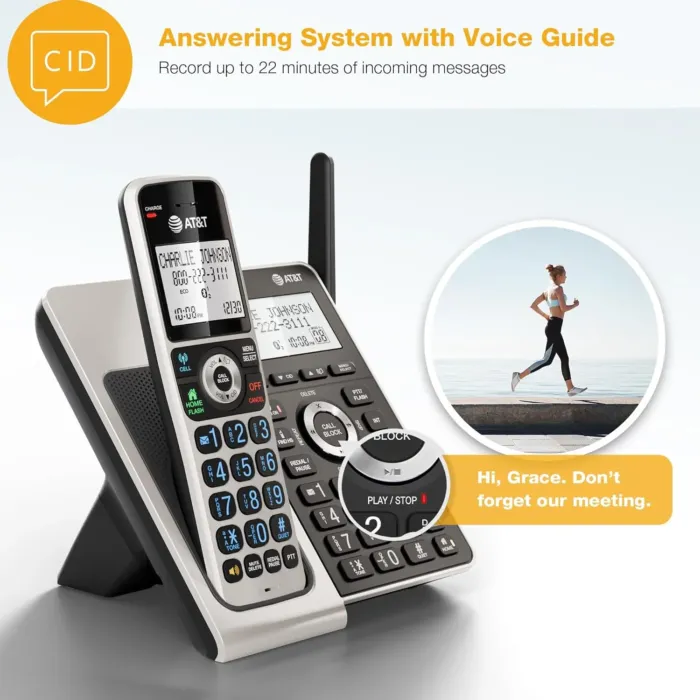 AT&T Cordless Phone 5 Handset with Bluetooth, Landline Phones for Home, Answering System, Smart Call Blocker, DECT 6.0 Extended Range, 2" Backlit Screen, Lighted Keypad with Big Buttons, BL3107-5 - Image 5